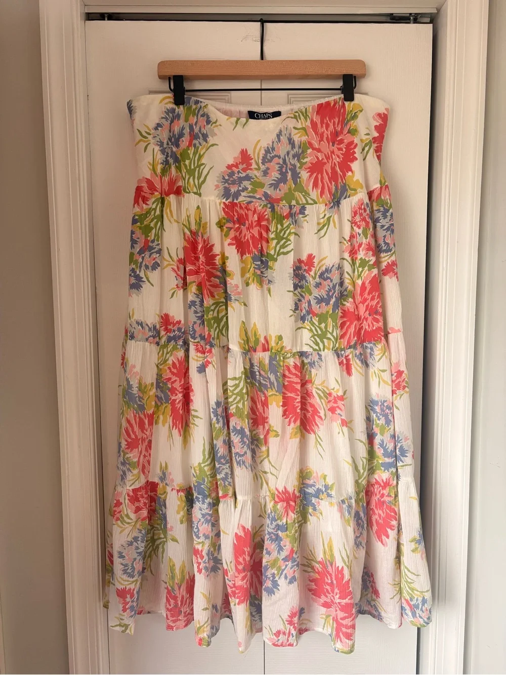 Chaps 100% Cotton Floral Tiered Maxi Skirt - Picture 1 of 7